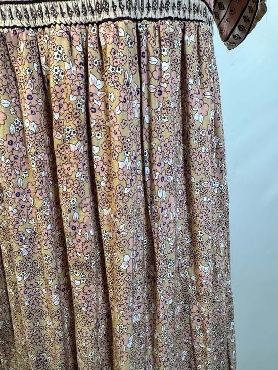 In Loom Border Print Flutter Sleeve Smocked Maxi Dress, Size Medium - Picture 6 of 10